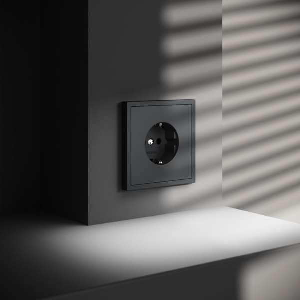 Розетка 1-м СП S70 16А с заземл. механизм графит Voltum VLS040107