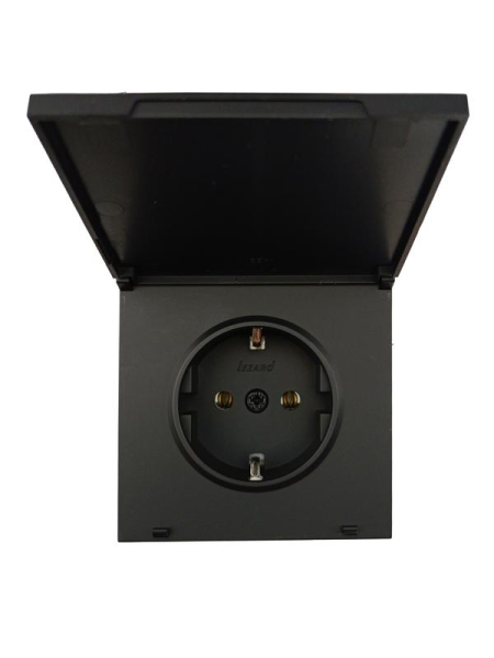 Розетка 1-мест. с/з с крышкой ПБТ СП ZIMA IP20 16А безвинт. зажим черн. бархат LEZARD 704-4288-123BQC