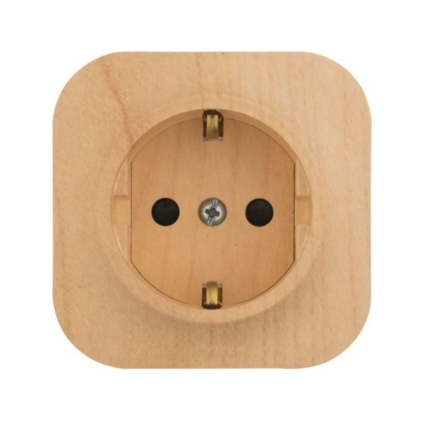 Розетка 1-м ОП Quteo 16А IP20 250В 2P+E с заземл. защ. шторки дерево IEK 782280
