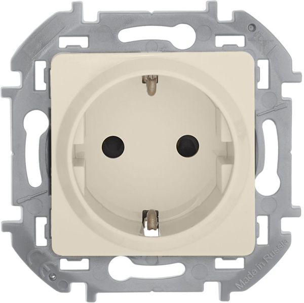 Розетка 1-м СП Inspiria 16А IP20 250В 2P+E защ. шторки немецк. стандарт механизм сл. кость IEK 673731