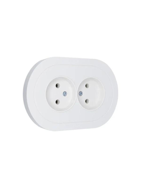 Розетка 2-м СП OSEN без заземл. ПБТ круглая бел. LEZARD 744-0200-128B