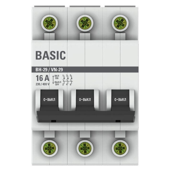 Выключатель нагрузки 3п 16А ВН-29 Basic EKF SL29-3-16-bas