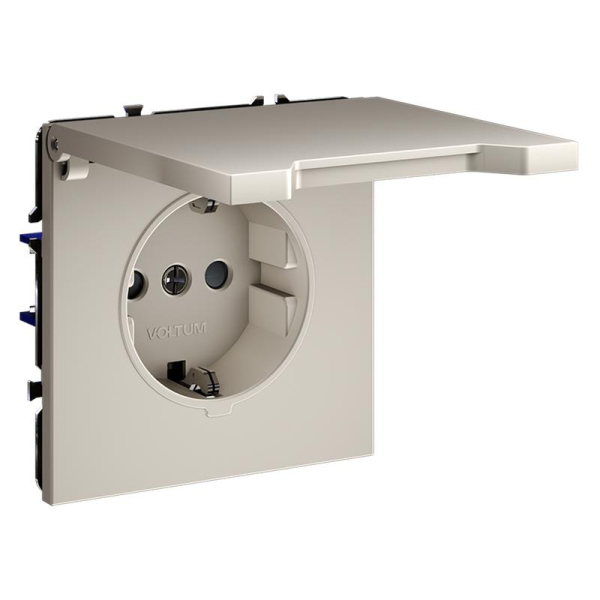Розетка 1-м СП S70 16А с заземл. защ. шторки + крышка механизм кашемир Voltum VLS040303