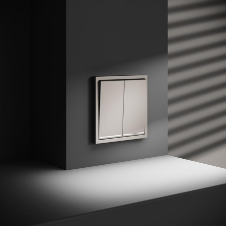 Переключатель проходной 2-кл. СП S70 10А с подсветкой механизм кашемир Voltum VLS020403