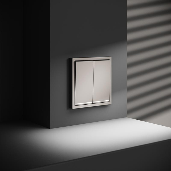 Переключатель проходной 2-кл. СП S70 10А с подсветкой механизм кашемир Voltum VLS020403