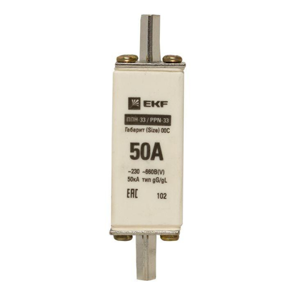 Вставка плавкая ППН-33 100/50А 50кА габарит 00C PROxima EKF fus-33/100/50