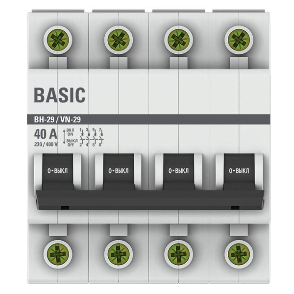 Выключатель нагрузки 4п 40А ВН-29 Basic EKF SL29-4-40-bas