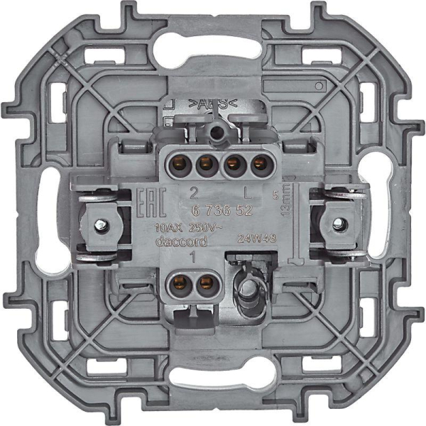 Переключатель 1-кл. Inspiria 10А IP20 250В 10AX механизм алюм. IEK 673652