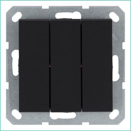 Выключатель 3-кл. 10А IP20 механизм черн. матовый soft touch Jasmart G3031PB