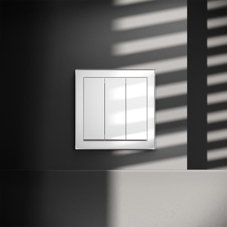 Выключатель 3-кл. СП S70 10А механизм бел. глянцевый Voltum VLS030101