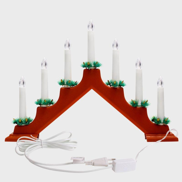 Горка новогодняя 7 свечек (7LED) тепл. бел. 0.5Вт 220-240В IP20 красн. Neon-Night 501-082