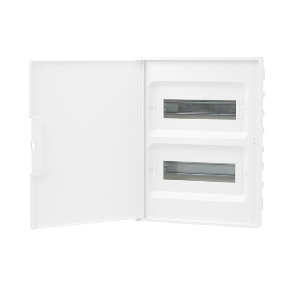 Щиток встраиваемый Фрейм (FRAME) 24мод. с бел. дверцей с 4 шинами PEN (2шт на 8 отверст. и 2шт на 6 отверст.) бел. DKC F24B1WW