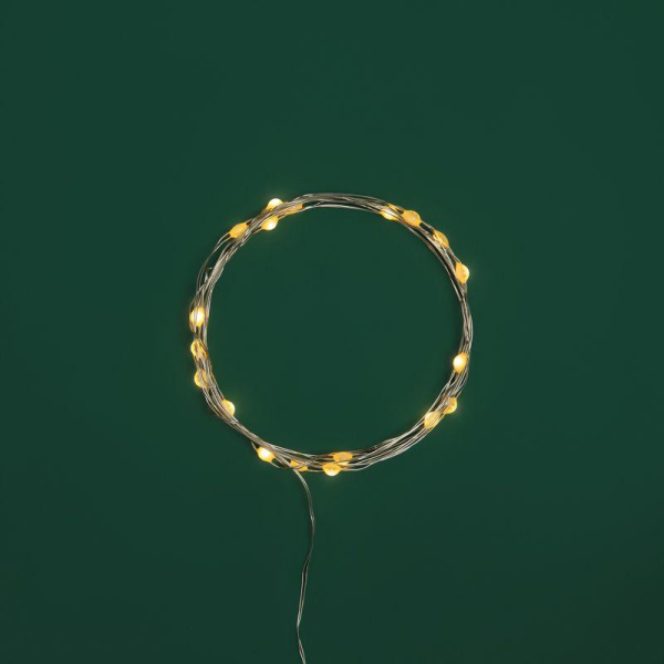 Гирлянда светодиодная "Роса" с крупными каплями 2м 20LED тепл. бел. IP20 2хCR2032 (в комплекте) Neon-Night 302-006