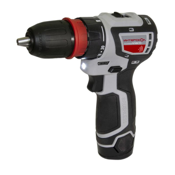 Дрель-шуруповерт аккумуляторная бесщеточн. ДА-10/12В 36 КомбиМАКС (Li-ion сумка 2 аккум. 2А.ч 4 насадки) ИНТЕРСКОЛ 687.2.2.78
