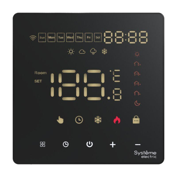 Термостат программируемый ArtGallery 16А с Wi-Fi для электрич. теплого пола моноблочный черн. SE GAL001038