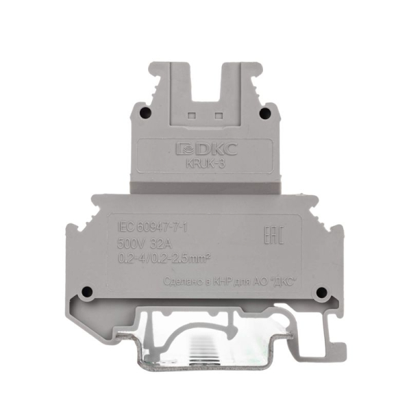 Клемма двухуровневая винтовой зажим 4 точки подключения 2.5кв.мм сер. DKC KRUK-3