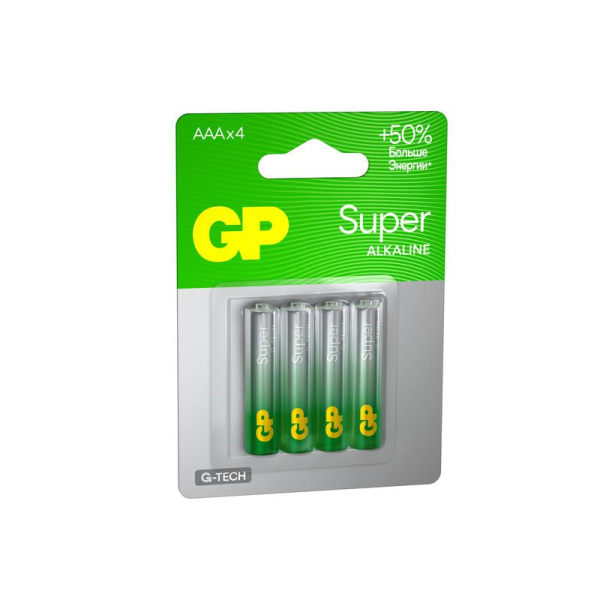 Элемент питания алкалиновый AAA/LR03 1.5В Super Alkaline G-Tech 24AA21-2CRSBC4 40/160 (блист.4шт) GP 1220