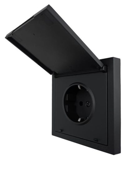 Розетка 1-мест. с/з с крышкой ПБТ СП ZIMA IP20 16А безвинт. зажим черн. бархат LEZARD 704-4288-123BQC