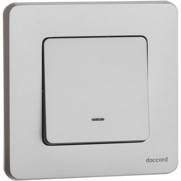 Выключатель 1-кл. Inspiria 10А IP20 250В 10AX с подсветкой/индикацией механизм алюм. IEK 673612