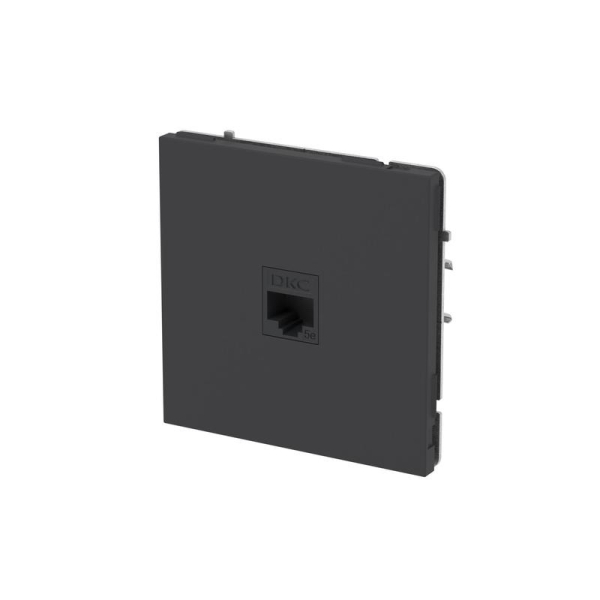 Розетка компьютерная 1-м KANT RJ45 кат.5E без шторки черн. уголь DKC 7012663