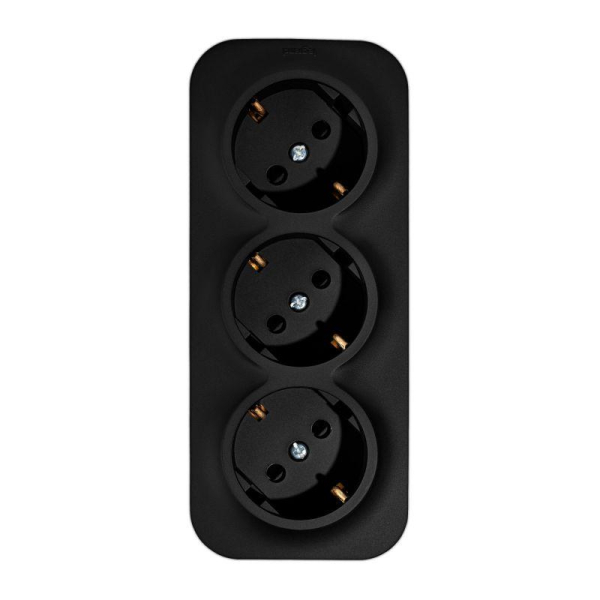 Розетка 3-м ОП Quteo 16А IP20 250В 3х2P+E с заземл. защ. шторки черн. матов. IEK 782473