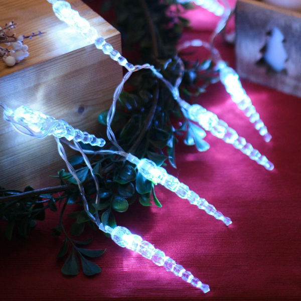 Гирлянда светодиодная "Сосульки" 1.5м 10LED бел. 0.1Вт IP20 провод ПВХ прозр. элементы питания 2хAA (не в компл.) Neon-Night 303-094