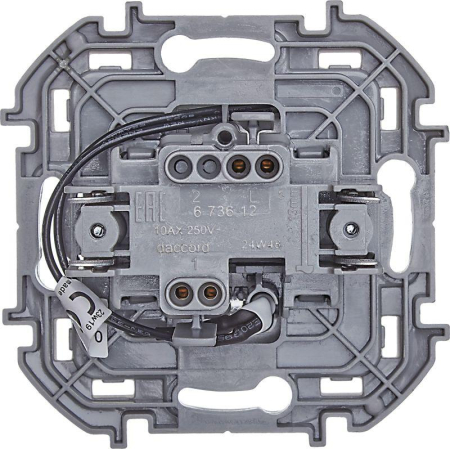Выключатель 1-кл. Inspiria 10А IP20 250В 10AX с подсветкой/индикацией механизм алюм. IEK 673612