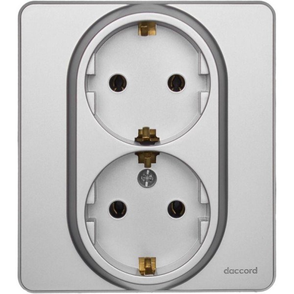 Розетка Inspiria 16А 250В 2х2P+E немецк. стандарт алюм. IEK 673752