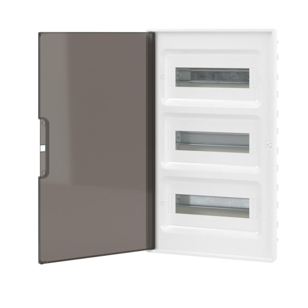 Щиток встраиваемый Фрейм (FRAME) 36мод с тонированной дверцей с 4 шинами PEN (2шт на 8 отверст. и 2шт на 10 отверст.) бел. DKC F36B1WD