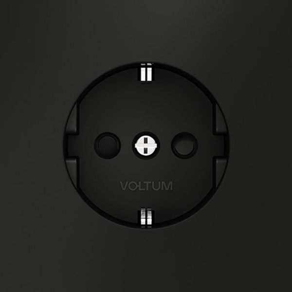 Розетка 1-м СП S70 16А с заземл. защ. шторки механизм черн. матов. Voltum VLS040208