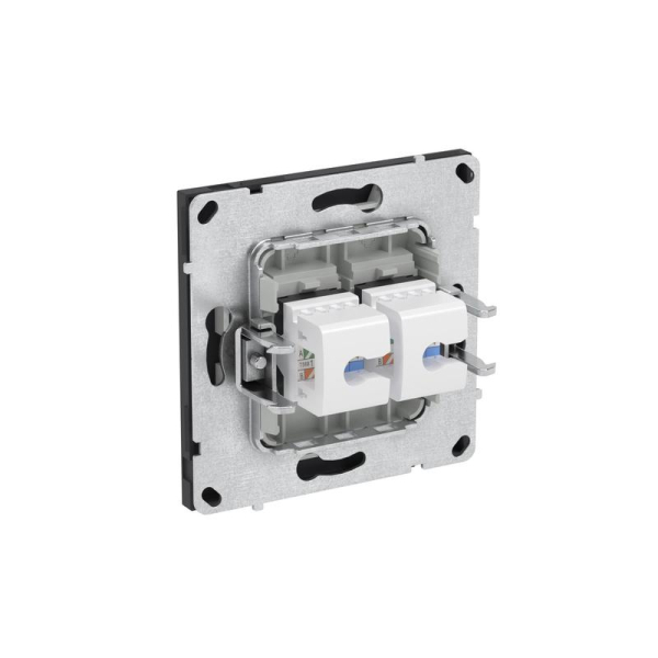 Розетка компьютерная 2-м KANT RJ45 кат.6A без шторки черн. уголь DKC 7012674