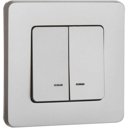 Выключатель 2-кл. Inspiria 10А IP20 250В 10AX с подсветкой/индикацией механизм алюм. IEK 673632