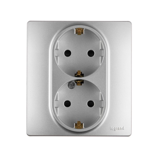 Розетка 2-м СП Inspiria 16А 250В с заземл. защ. шторки безвинтов. зажимы алюм. IEK 673757