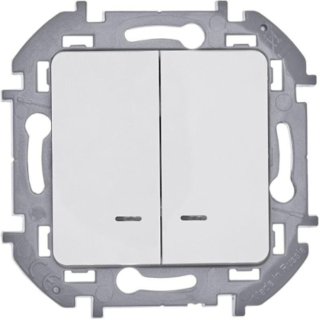 Выключатель 2-кл. Inspiria 10А IP20 250В 10AX с подсветкой/индикацией механизм бел. IEK 673630