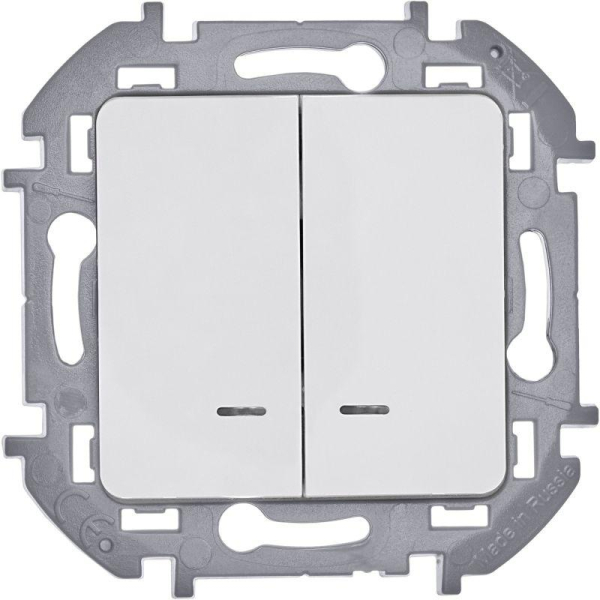 Выключатель 2-кл. Inspiria 10А IP20 250В 10AX с подсветкой/индикацией механизм бел. IEK 673630