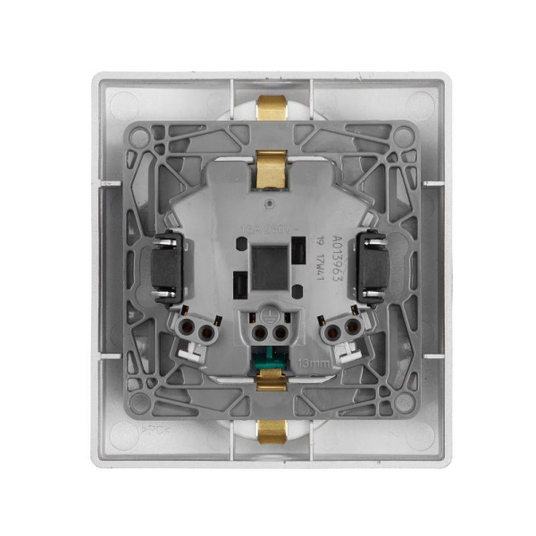 Розетка 2-м СП Etika 16А IP31 250В 2х2P+E с заземл. защ. шторки немецк. стандарт безвинт. клеммы алюм. IEK 672433