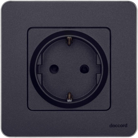 Розетка 1-м СП Inspiria 16А IP20 250В 2P+E защ. шторки немецк. стандарт механизм антрацит IEK 673733