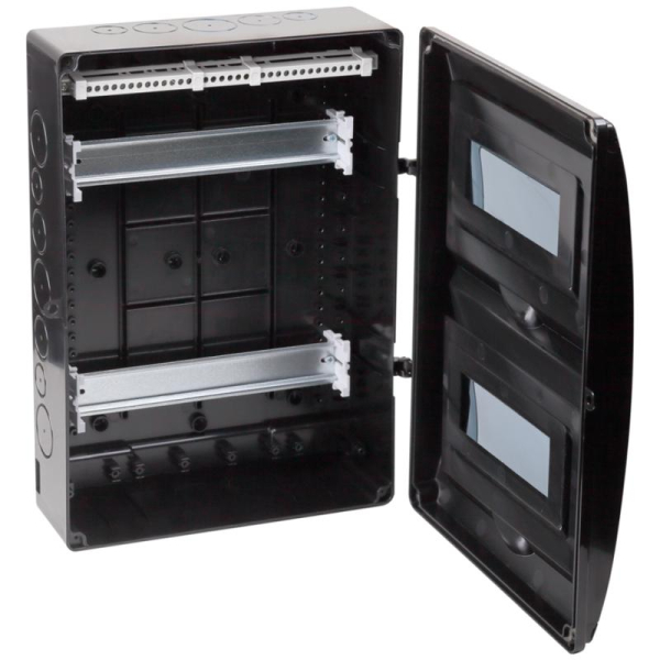 Щиток отркрытая проводка на 20 модулей с 2 вертик.дверцами 390х302х120мм черный IP65 УХЛ1 Ruvinil 69020Ч