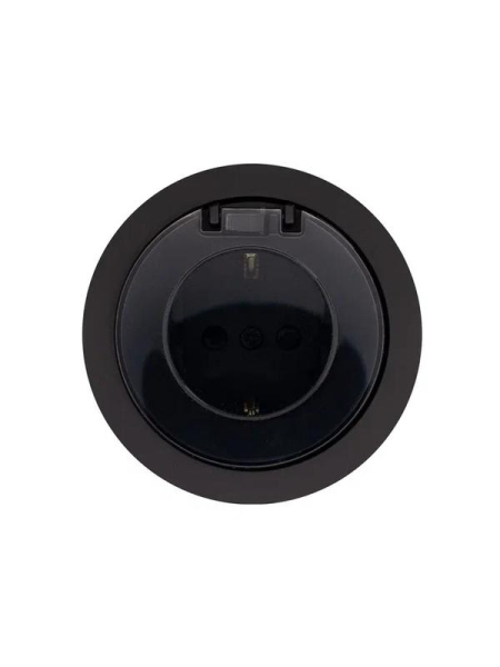 Розетка 1-м СП OSEN с заземл. с крышкой ПБТ механизм черн. бархат LEZARD 743-4288-123B