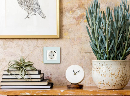 Розетка 1-м СП Inspiria 16А IP20 250В 2P+E немецк. стандарт с заряд. устройством USB тип C 1.5А 5В механизм бел. IEK 673770