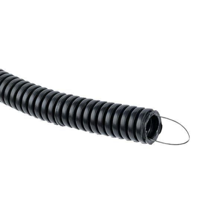 Труба гофрированная d20мм с протяжкой безгалоген. трудногорючая (FRHF) черн. (уп.100м) Plast EKF FRHF-20