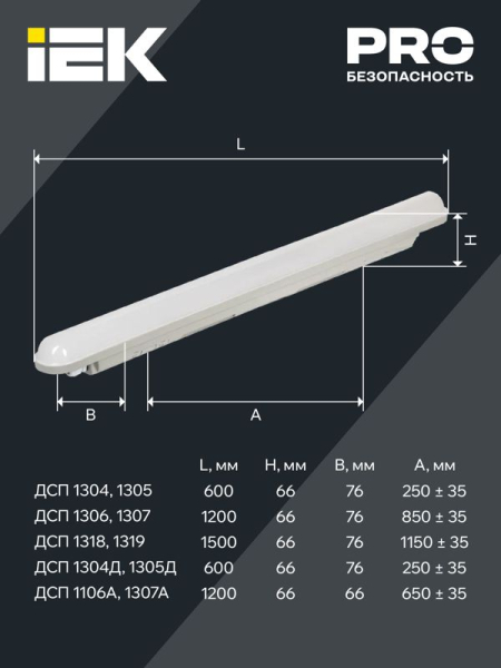 Светильник ДСП 1318 48Вт 4000К IP65 1500мм серый пластик IEK LDSP0-1318-48-4500-K03