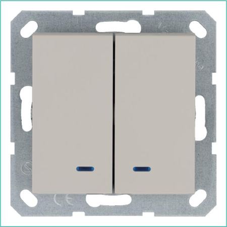 Выключатель 2-кл. 10А IP20 с подсветкой механизм тауп Jasmart G3023NT