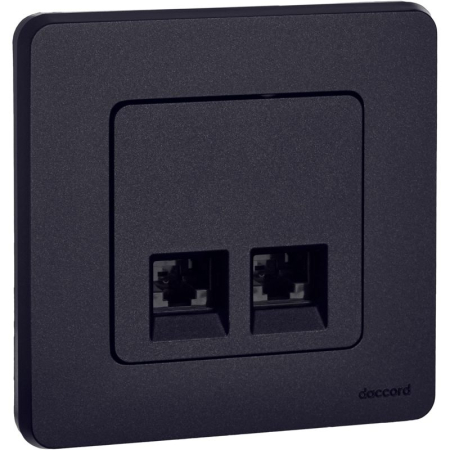 Розетка компьютерная 2-м Inspiria RJ45 кат.5E UTP антрацит IEK 673838