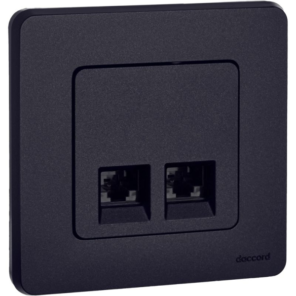 Розетка компьютерная 2-м Inspiria RJ45 кат.5E UTP антрацит IEK 673838