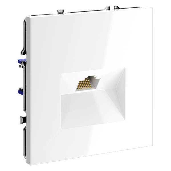 Розетка компьютерная 1-м СП S70 RJ45 кат.6 механизм бел. глянцевый Voltum VLS060101