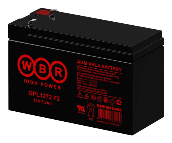 Аккумулятор 12В 7.2А.ч WBR GPL1272 F2 WBR