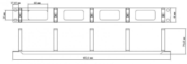 Организатор CM-1U-PL кабельный с пласт. кольцами 19дюйм 1U Hyperline 15446