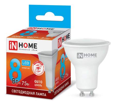 Лампа светодиодная LED-JCDRC-VC 8Вт рефлектор 4000К нейтр. бел. GU10 720лм 230В IN HOME 4690612023441