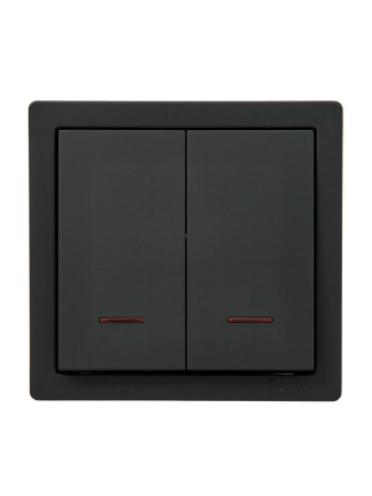 Выключатель 2-кл. ОП LETO с индикацией черн. бархат LEZARD 752-4200-112